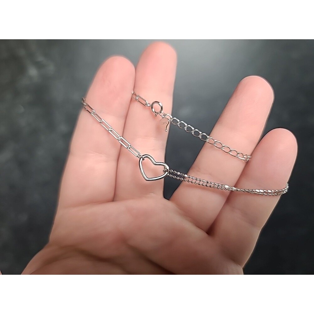 925 Sterling Silver Heart Bracelet Vintage Adjustable